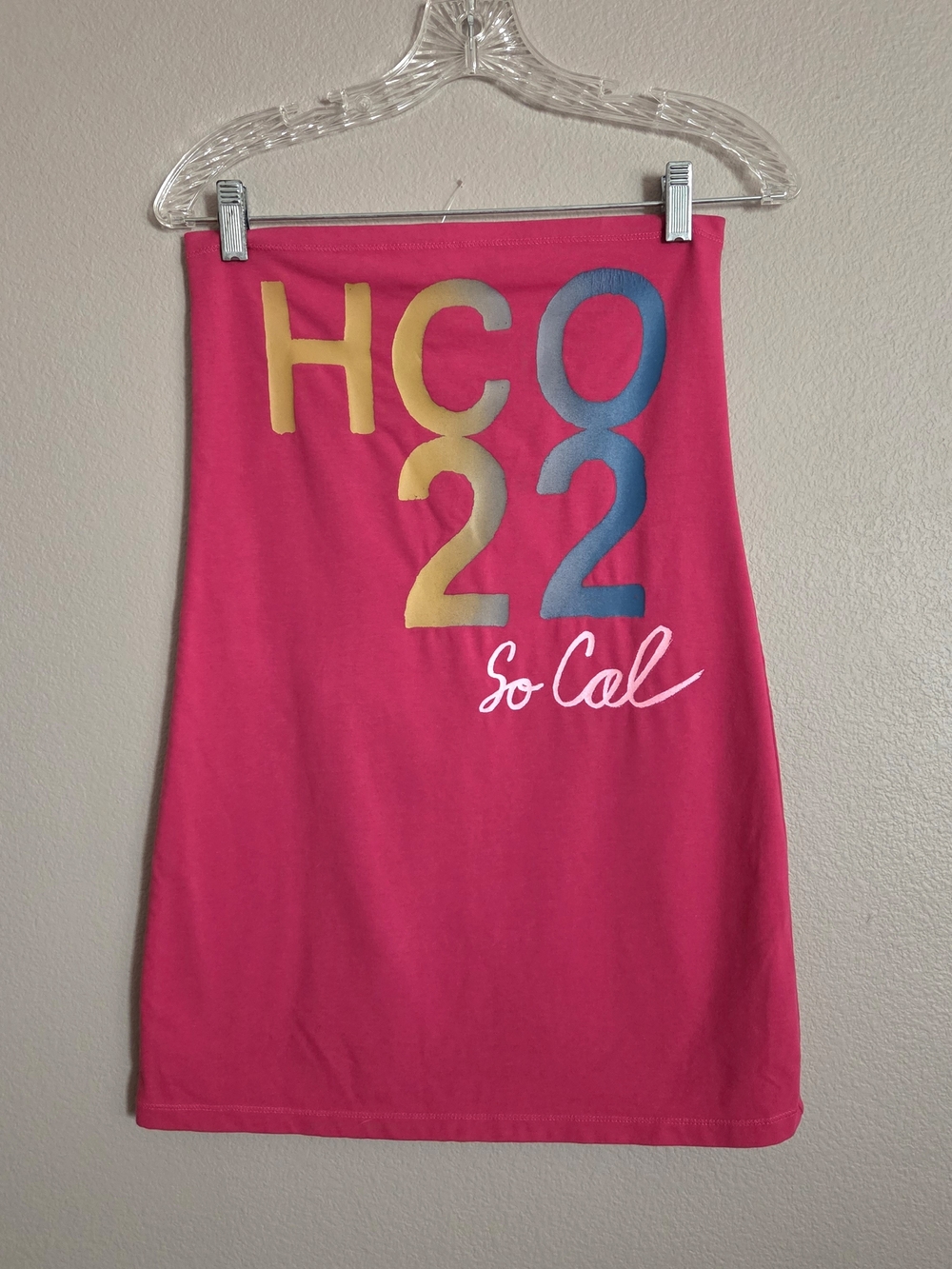 Hollister Y2K Hot Pink Tube Tank with Yellow & Blue Graphic